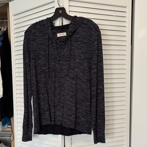 Bella Dahl Charcoal and Black Lace up Hoodie